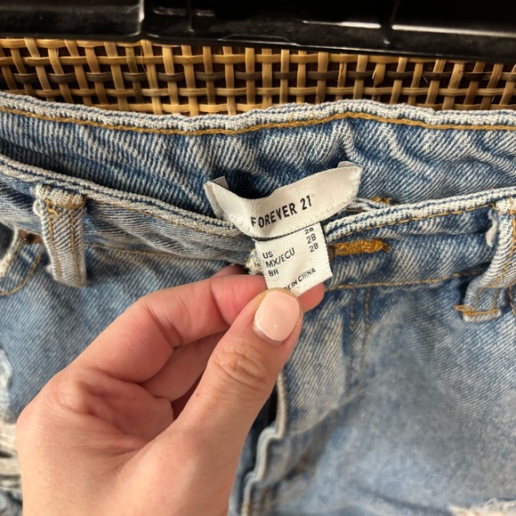 Forever 21 Blue Ripped Jean Shorts - Picture 2 of 3